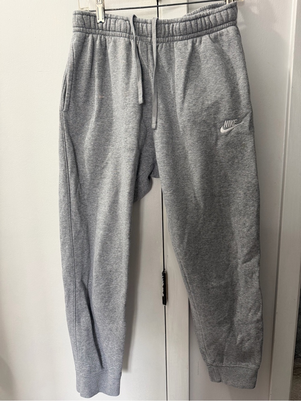 Nike men’s Gray Sweatpants with Black Swoosh Logo